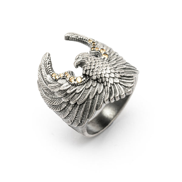 EAGLE AND CZ CAVA RING (Stock)