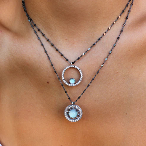 CHALCEDONY AND CZ CAVA NECKLACE (Delivery 7-15 days)