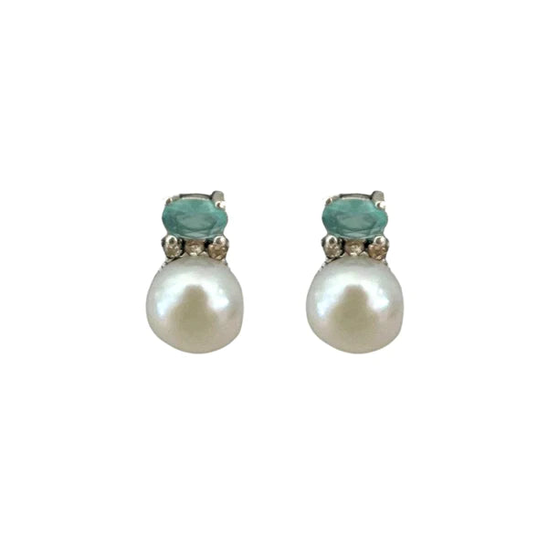 PEARL AND CHALCEDONY EARRINGS (Stock)