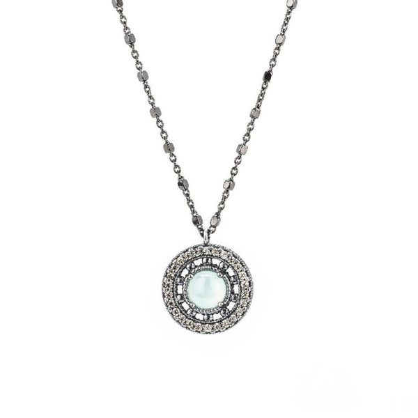 CHALCEDONY AND CZ CAVA NECKLACE (Delivery 7-15 days)