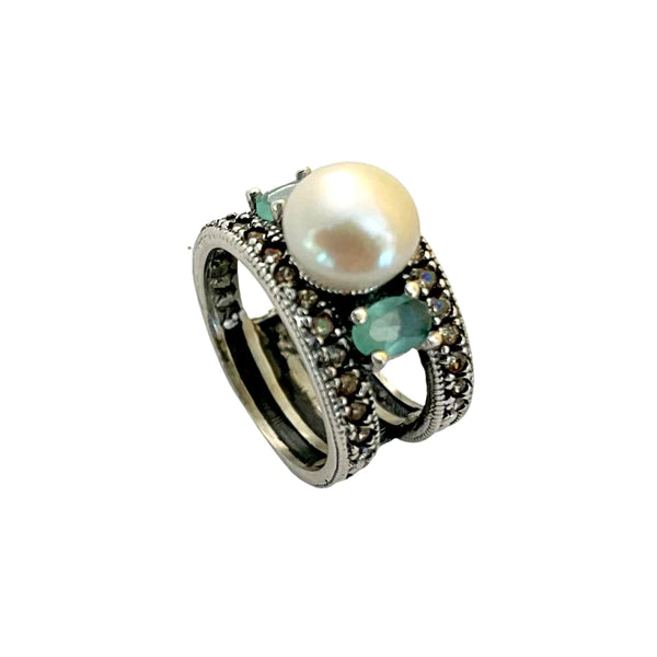 PEARL AND CHALCEDONY RING (Delivery 7-15 days)