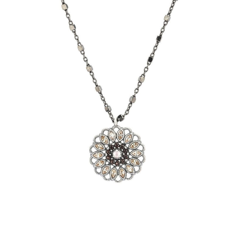 CAT'S EYE AND CZ BROWN CAVA NECKLACE (Stock)