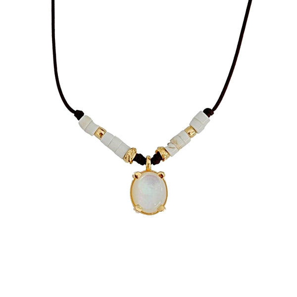 MOTHER OF PEARL AND CORD NECKLACE