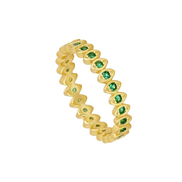 GOLD PLATED OVAL GREEN CZ RING