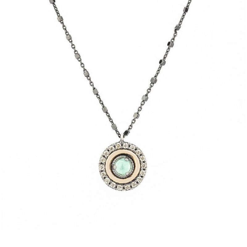 9KT CHALCEDONIAN GOLD NECKLACE AND CZ CAVA (Stock)