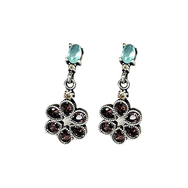 FUMÉ FLOWER AND CHALCEDONY EARRINGS (Delivery 7-15 days)