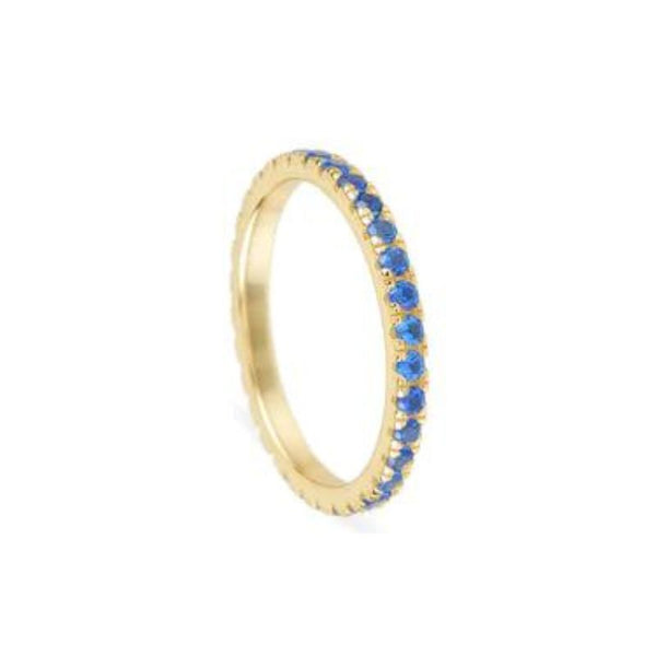 GOLD PLATED BLUE CZ RING