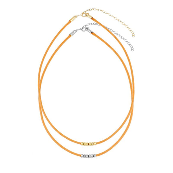 ORANGE AND SILVER CORD NECKLACE
