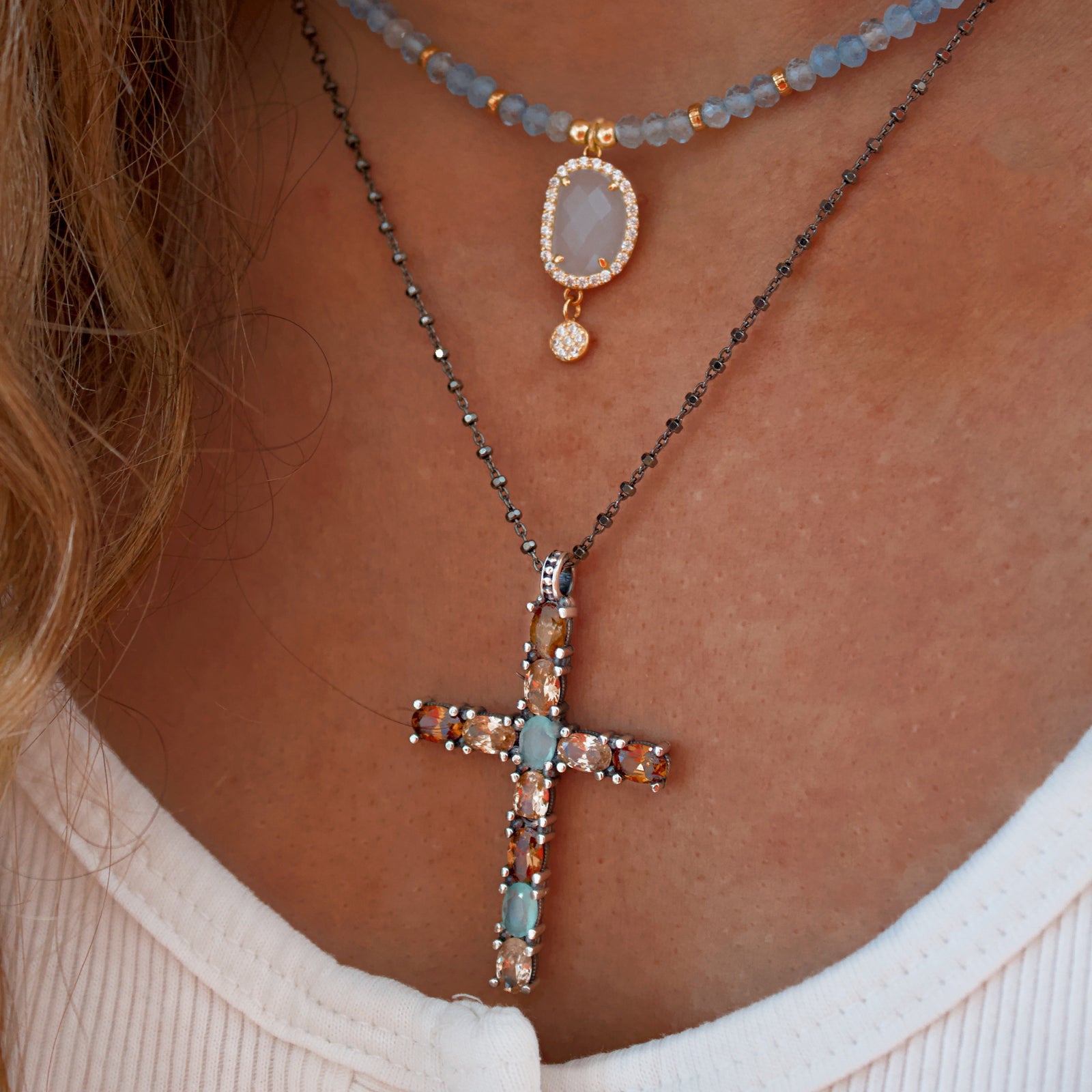 Cruz Oro Blanco Pendientes Tous Cruz Pendientes Mujer Plata