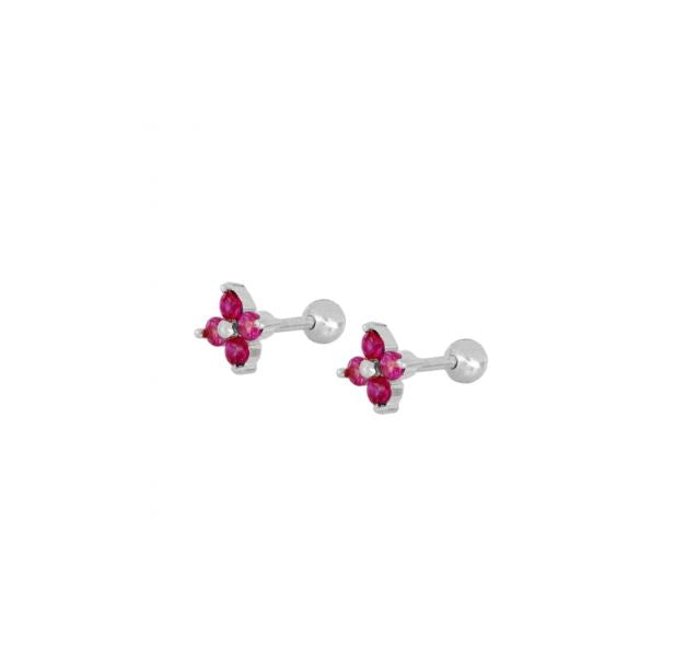 Pendientes Cuatro Fucsia Mini Cz