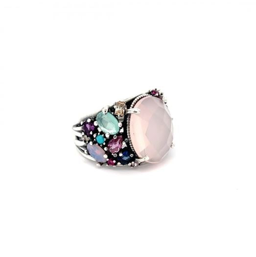 Anillo Maldivas  Calcedonia Rosa