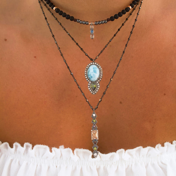 OVAL LARIMAR NECKLACE (Delivery 7-15 days)