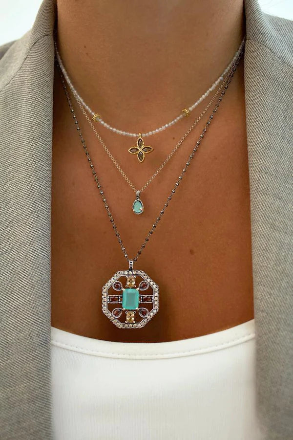 GEO MEDALLION AND CHALCEDONIAS (Shipping 7-15 days)