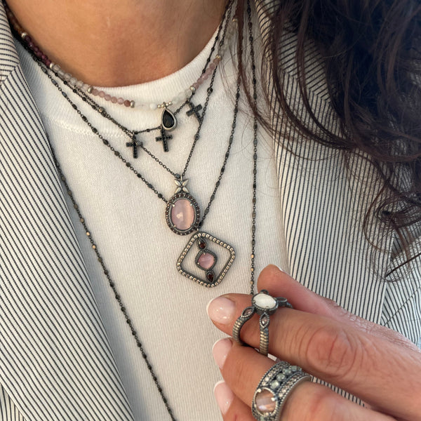 Three Crosses Spinel Necklace (Delivery 7-15 days)