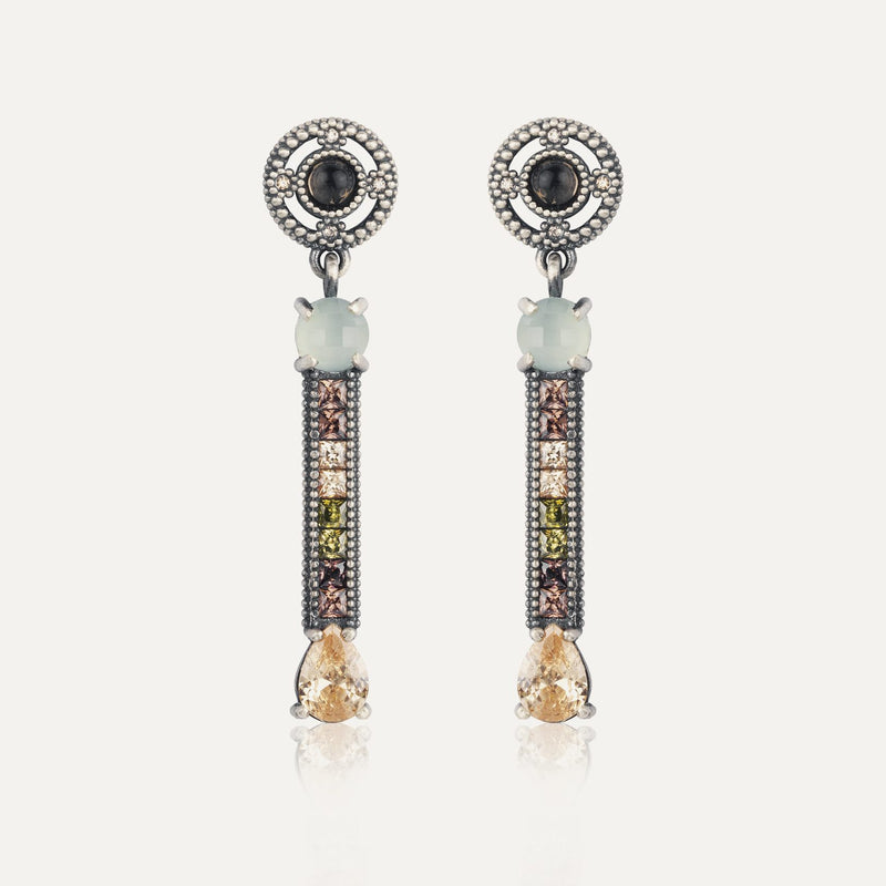 LONG PURPLE AND CZ EARRINGS (Stock)