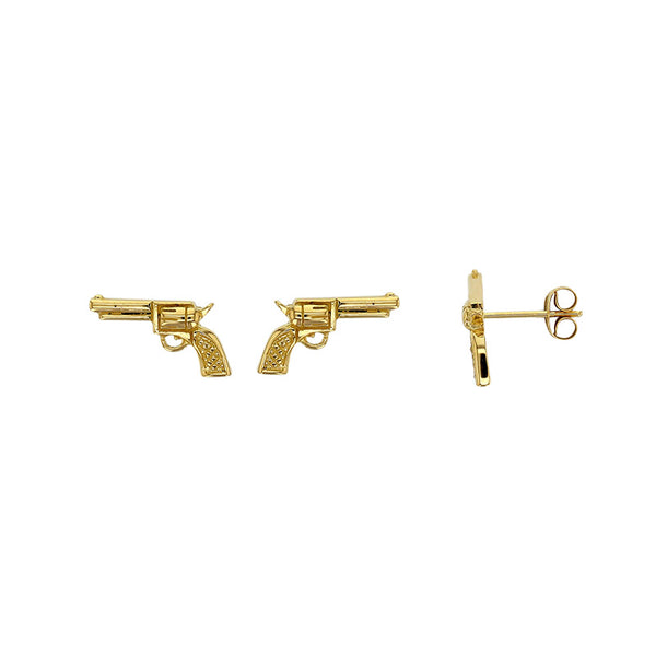 Pendientes de pistola en oro de 18k | Pendientes botón mujer