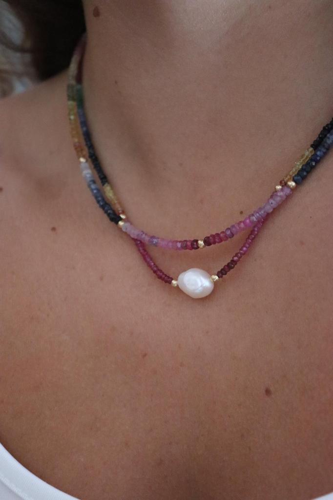SAPHIRE AND PEARL SAPHIRE NECKLACES 18K GOLD