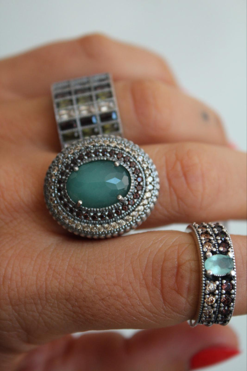 ANILLO DOBLE CALCEDONIA
