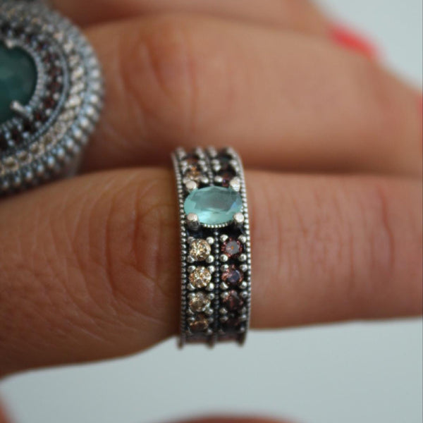 ANILLO DOBLE CALCEDONIA