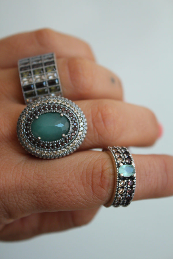 ANILLO DOBLE CALCEDONIA