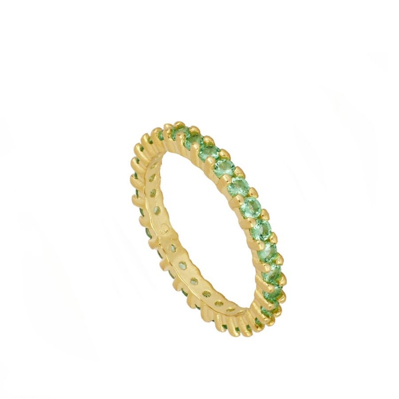 GOLD PLATED GREEN CZ RING