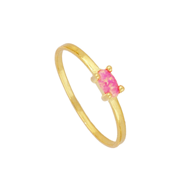 GOLD PLATED FUCHSIA OPAL RING