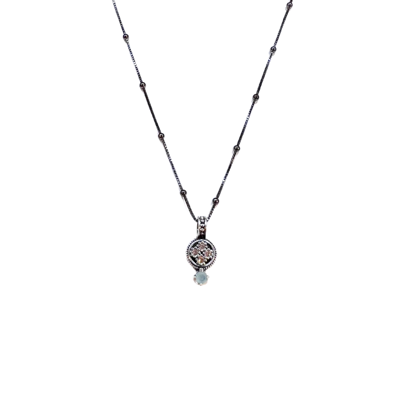 Collar Midi Plata de Ley Calcedonia y Circonitas