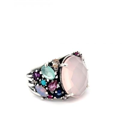 Anillo Maldivas  Calcedonia Rosa