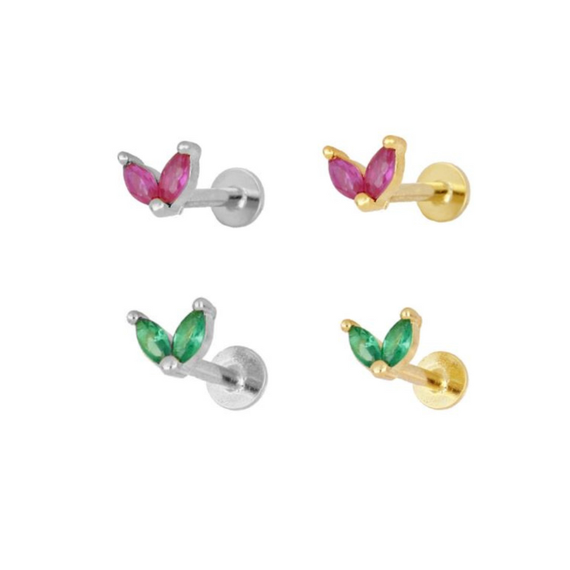 Pendiente piercing pétalo colores mini cz