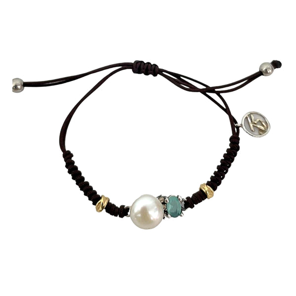 PULSERA PERLA Y CALCEDONIA