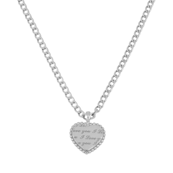 I LOVE YOU STERLING SILVER HEART NECKLACE