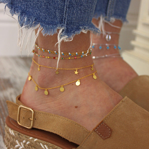 Anklet with Stars in Gold Plating