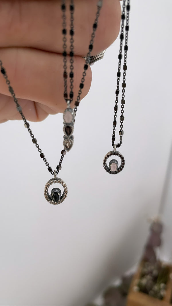 DOUBLE OVAL ONYX NECKLACE (Stock)