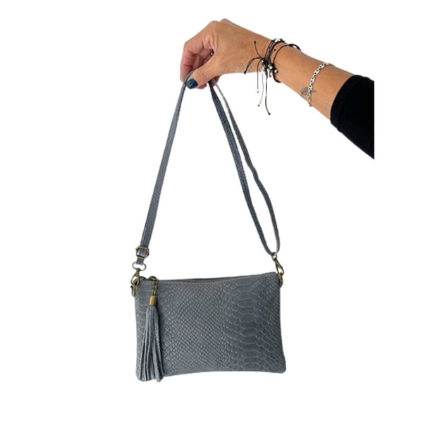 BOLSO PIEL COCODRILO AZUL