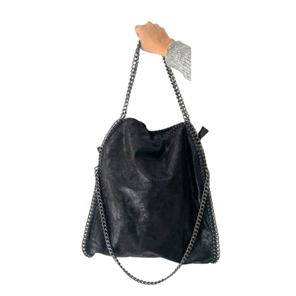 BLACK Faux Leather SHOPPER BAG
