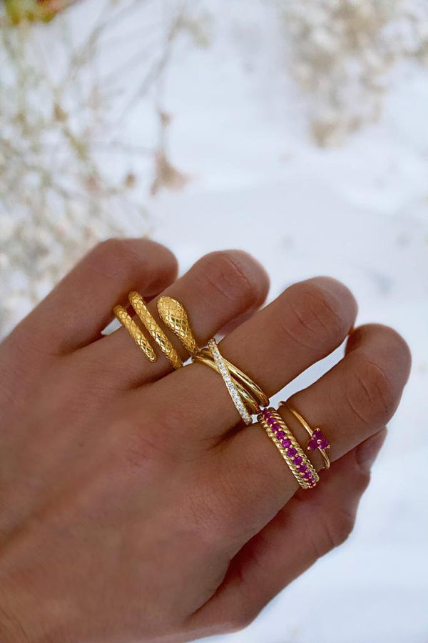 GOLD PLATED TRIPLE CROSS RING