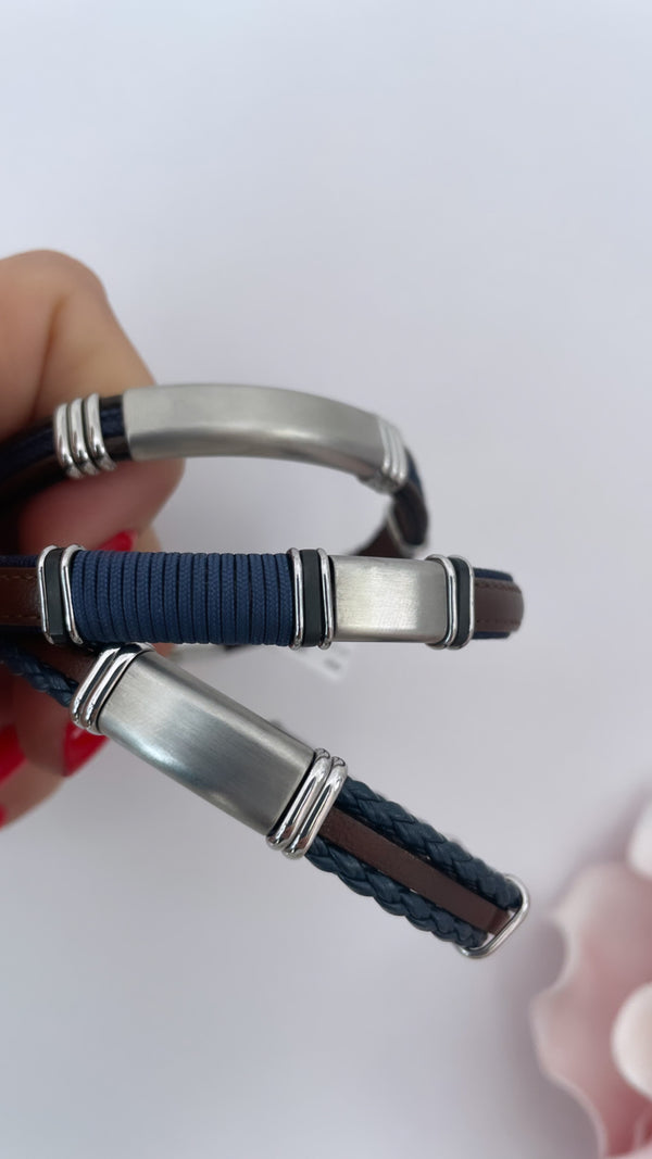 BLUE ROPE AND STEEL RELIEF BRACELET