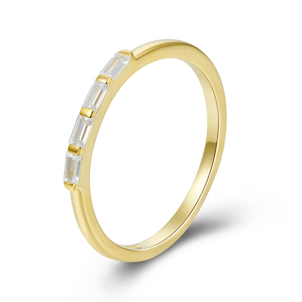 Gold Plated White Cz Baguettes Ring