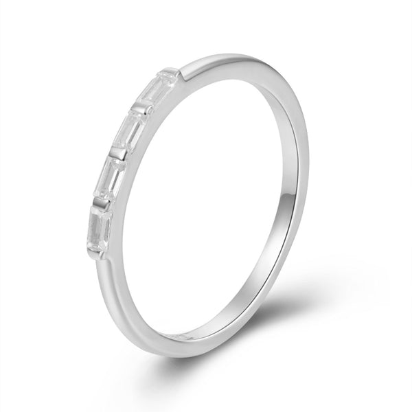 White Cz Baguettes Ring Sterling Silver