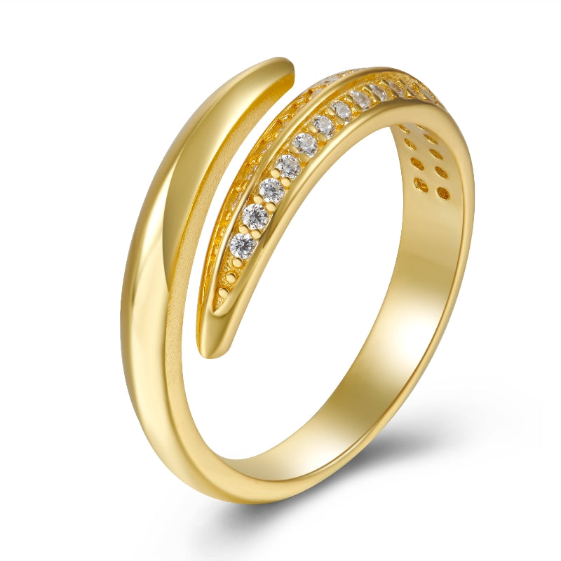 Gold Plated White Cz Spiral Ring