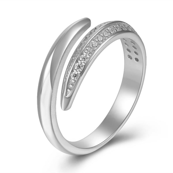 Sterling Silver White Cz Spiral Ring