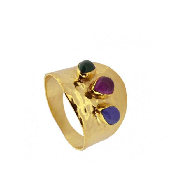 Jades Ring Sterling Silver and Gold Plated