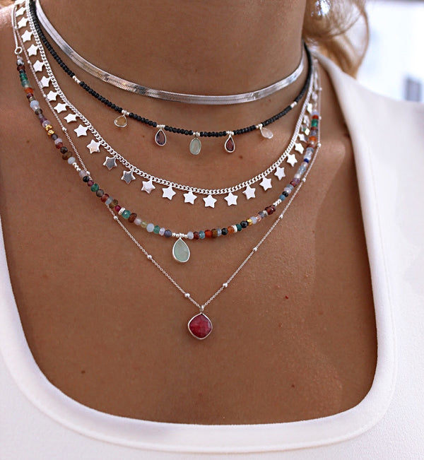 Tear Necklace with Gemstones 
