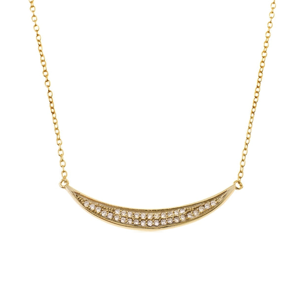 GOLD PLATED CZ MOON NECKLACE