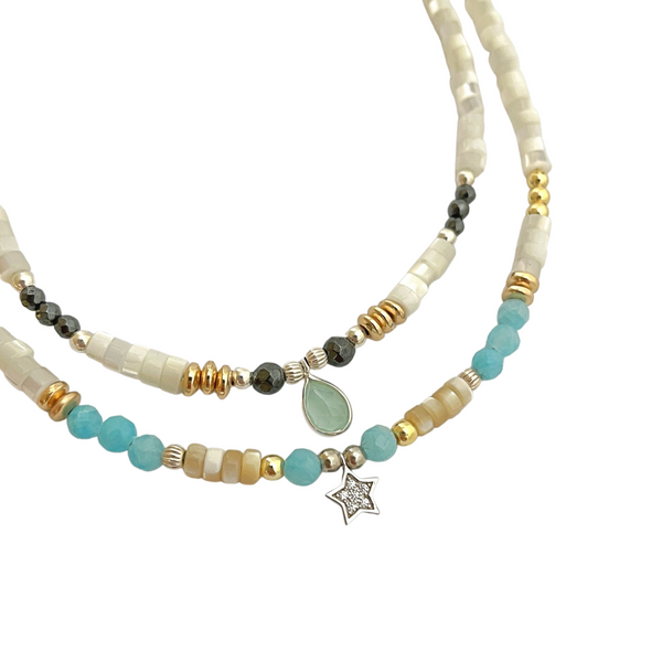 WHITE MOTHER OF PEARL STAR NECKLACE