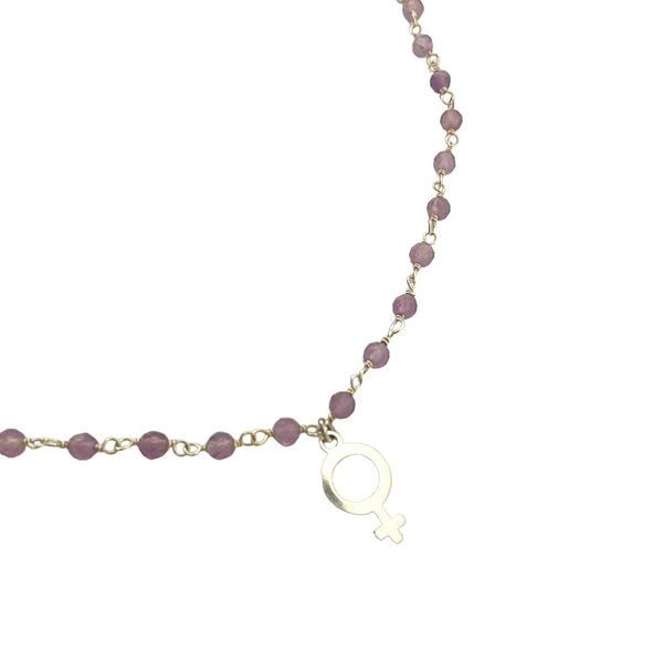 AMETHYST ROSARY NECKLACE AND WOMAN SYMBOL
