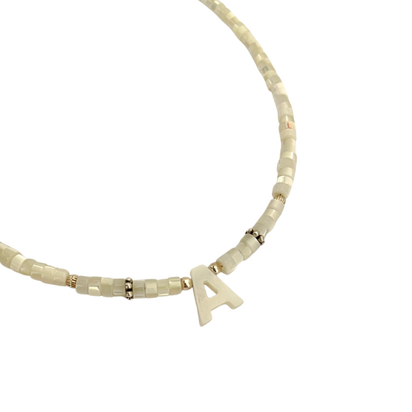 INITIAL WHITE MOTHER OF PEARL NECKLACE