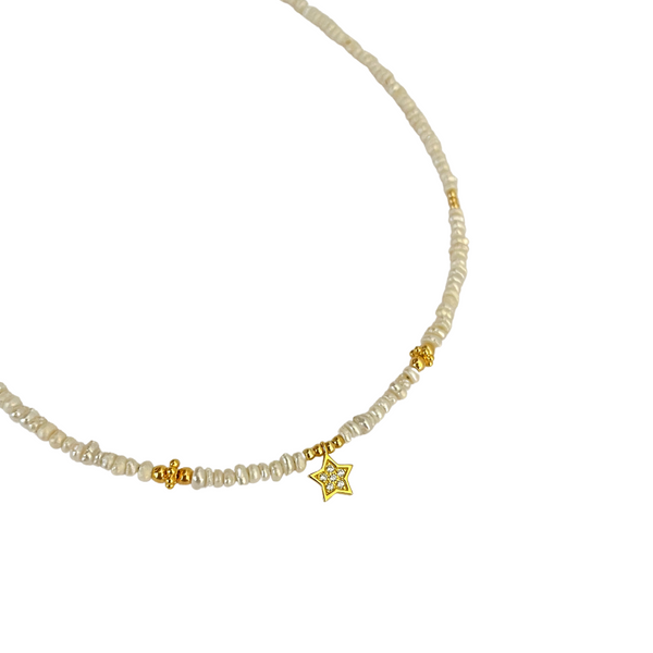 CZ PEARL STAR NECKLACE