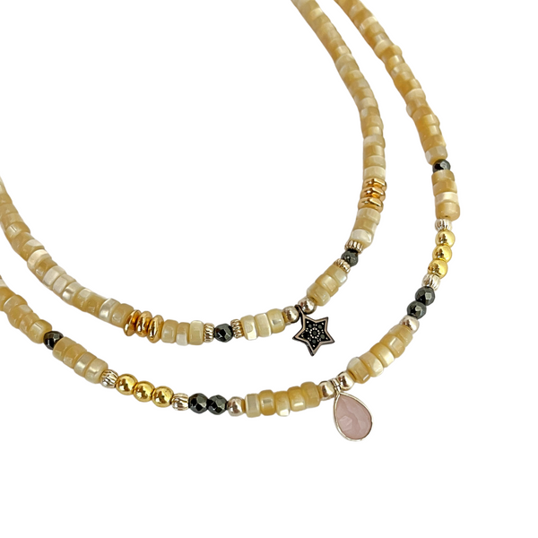 MOTHER OF PEARL NECKLACE BLACK STAR