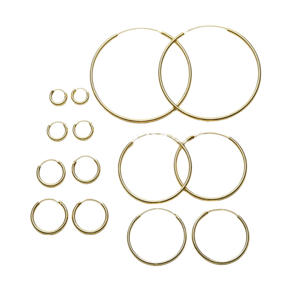 SMOOTH GOLD PLATED HOOP EARRINGS SIZES